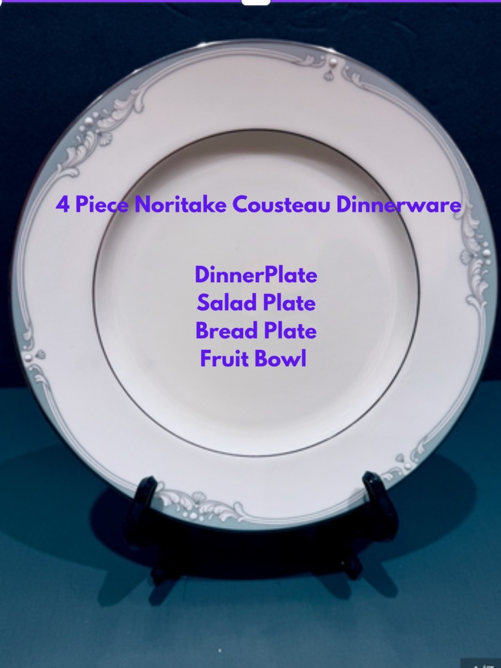 4 Piece Noritake Cousteau Fine Bone China Dish Set.